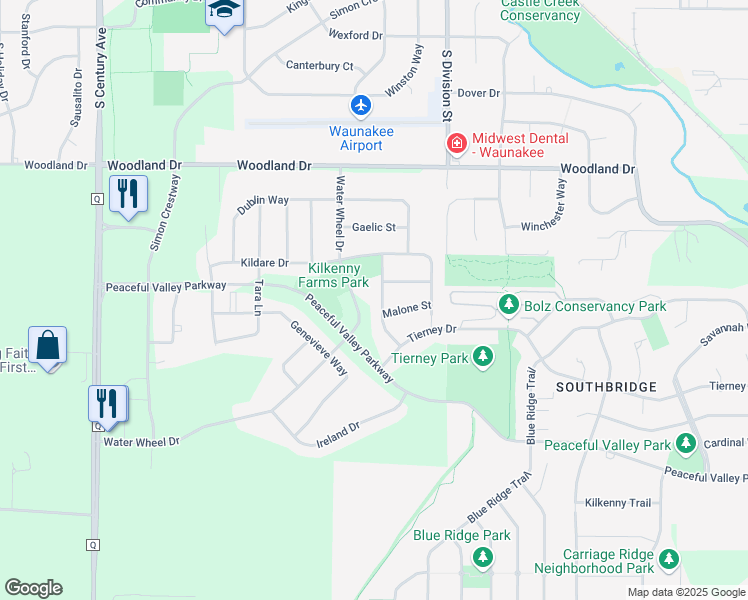 map of restaurants, bars, coffee shops, grocery stores, and more near 1030 Galway Avenue in Waunakee