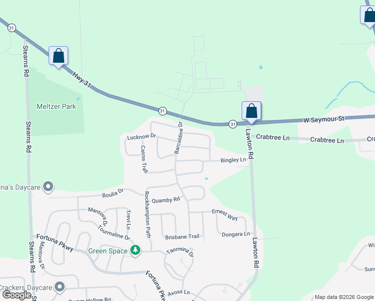 map of restaurants, bars, coffee shops, grocery stores, and more near 5505 Bingley Lane in Clay