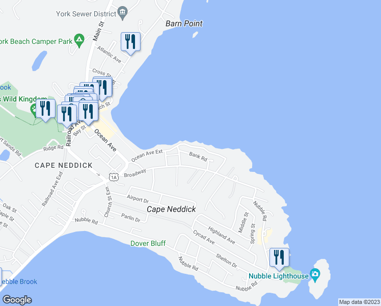 map of restaurants, bars, coffee shops, grocery stores, and more near 12 Bank Road in York