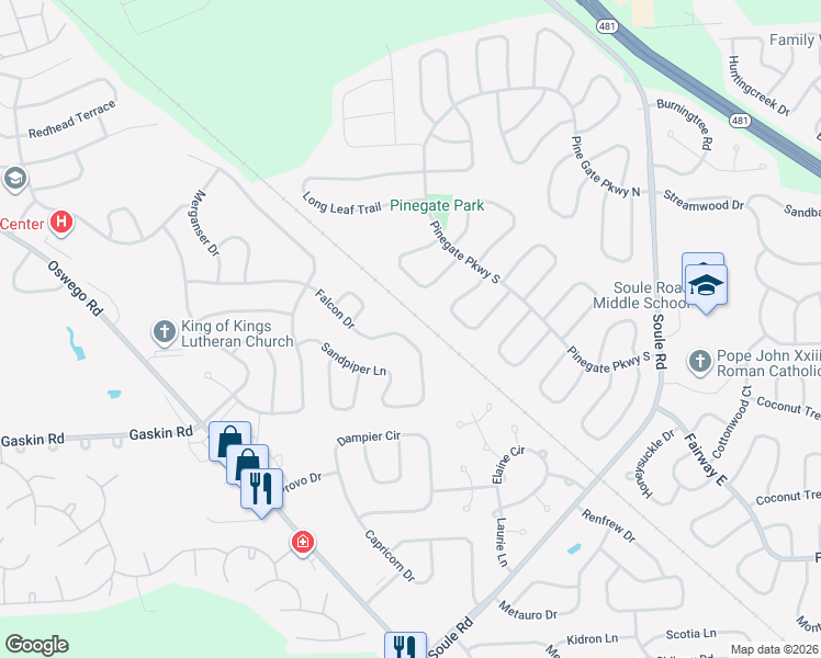 map of restaurants, bars, coffee shops, grocery stores, and more near 8312 Falcon Drive in Liverpool