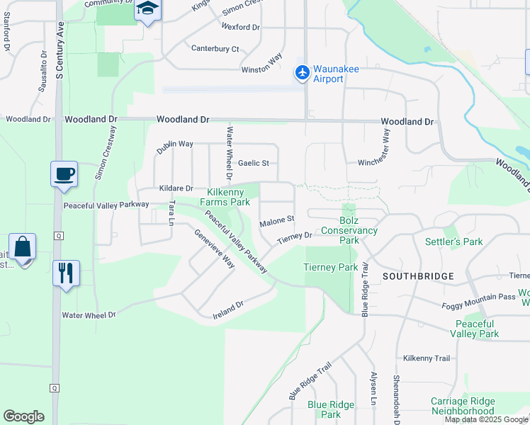 map of restaurants, bars, coffee shops, grocery stores, and more near 1030 Galway Avenue in Waunakee