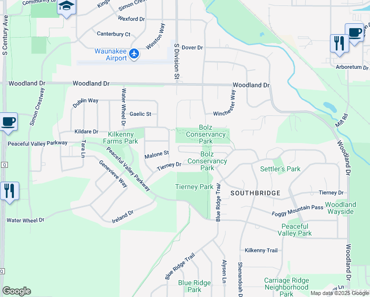 map of restaurants, bars, coffee shops, grocery stores, and more near 1420 Palm Grass Pass in Waunakee