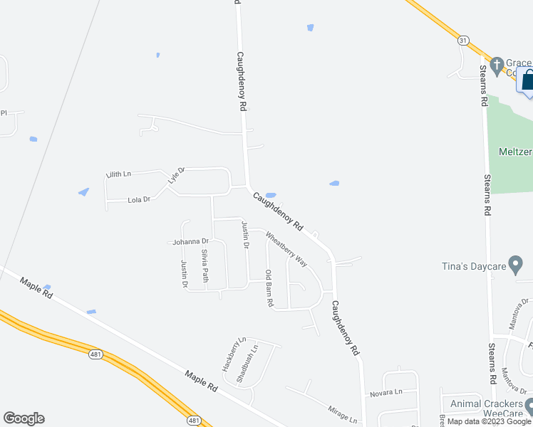 map of restaurants, bars, coffee shops, grocery stores, and more near 8335 Caughdenoy Road in Clay