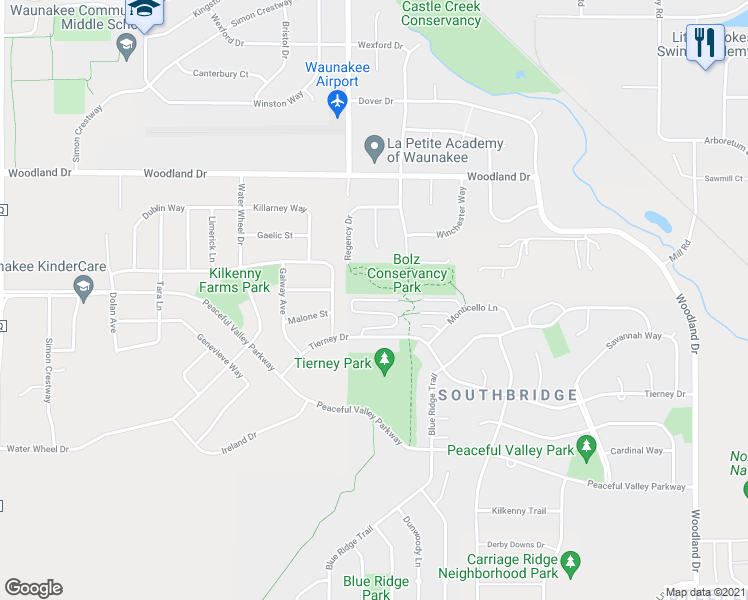 map of restaurants, bars, coffee shops, grocery stores, and more near 1420 Palm Grass Pass in Waunakee