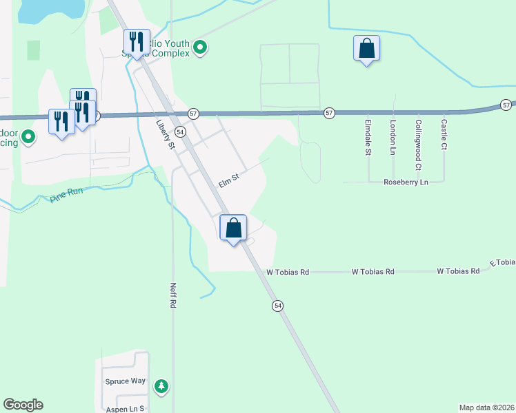 map of restaurants, bars, coffee shops, grocery stores, and more near 11374 North Saginaw Road in Clio