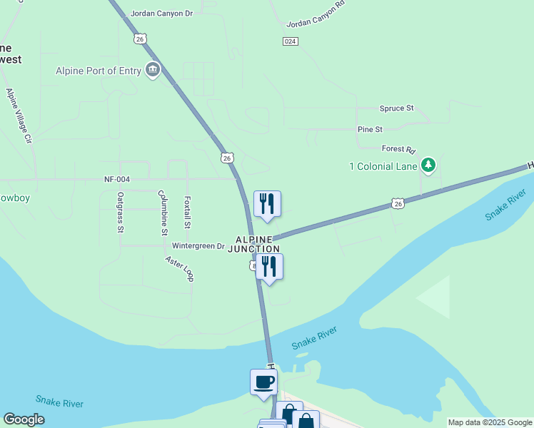 map of restaurants, bars, coffee shops, grocery stores, and more near 52 U.S. 26 in Alpine