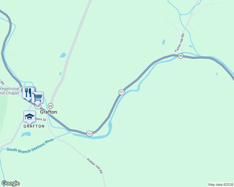map of restaurants, bars, coffee shops, grocery stores, and more near 615 Main Street in Grafton