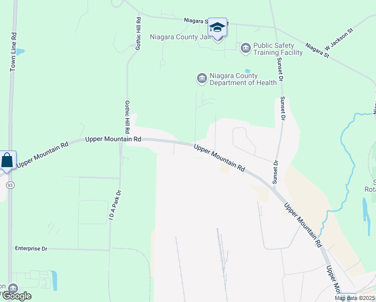 map of restaurants, bars, coffee shops, grocery stores, and more near 5452 Upper Mountain Road in Lockport