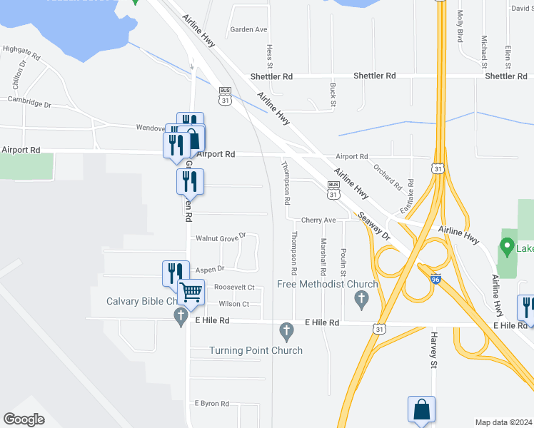 map of restaurants, bars, coffee shops, grocery stores, and more near 1177 Vick Road in Norton Shores