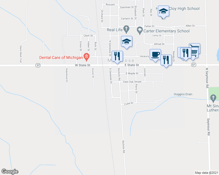 map of restaurants, bars, coffee shops, grocery stores, and more near 184 South Genesee Street in Montrose