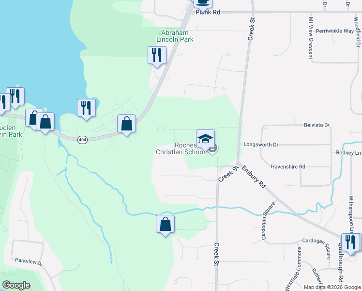 map of restaurants, bars, coffee shops, grocery stores, and more near 475 Manse Lane in Rochester