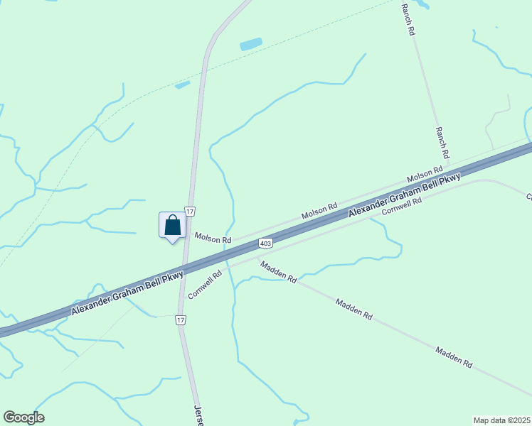 map of restaurants, bars, coffee shops, grocery stores, and more near 20-46 Molson Rd in Brantford