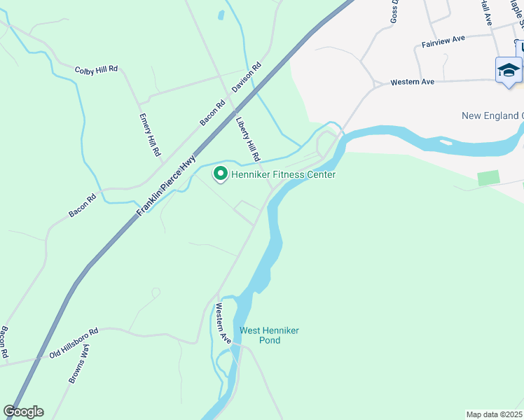 map of restaurants, bars, coffee shops, grocery stores, and more near 566 Western Avenue in Henniker