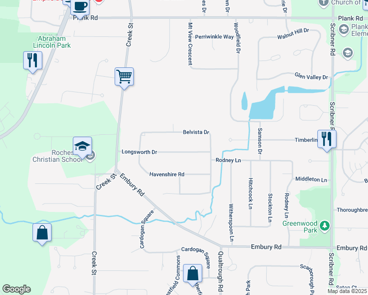 map of restaurants, bars, coffee shops, grocery stores, and more near 112 Longsworth Drive in Rochester