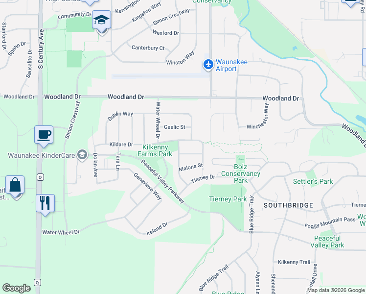 map of restaurants, bars, coffee shops, grocery stores, and more near 1024 Galway Avenue in Waunakee