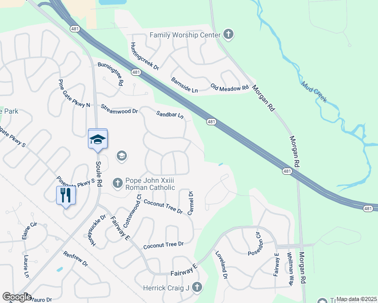 map of restaurants, bars, coffee shops, grocery stores, and more near 8238 Tuna Path in Liverpool