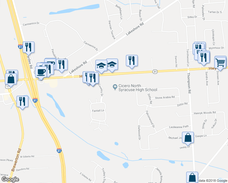 map of restaurants, bars, coffee shops, grocery stores, and more near 6002 New York 31 in Cicero