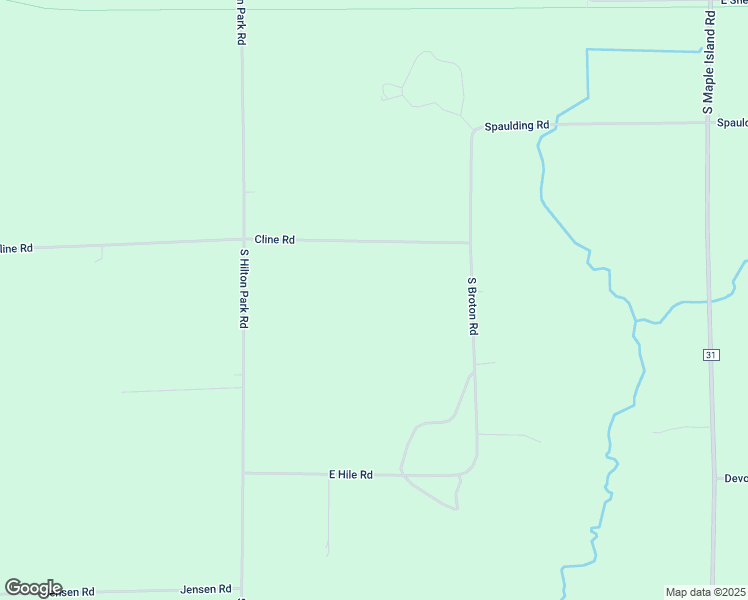 map of restaurants, bars, coffee shops, grocery stores, and more near 6593 Cline Road in Muskegon County