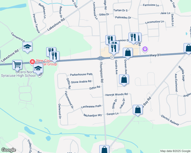 map of restaurants, bars, coffee shops, grocery stores, and more near 8314 Parkerhouse Path in Cicero