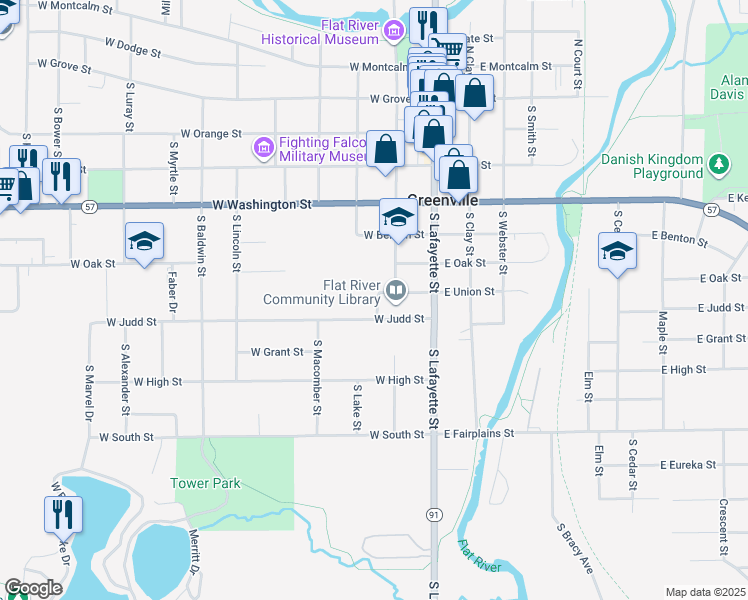 map of restaurants, bars, coffee shops, grocery stores, and more near 211 West Union Street in Greenville