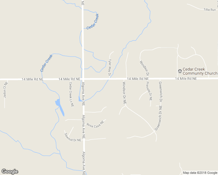 map of restaurants, bars, coffee shops, grocery stores, and more near 2562 14 Mile Road Northeast in Sparta