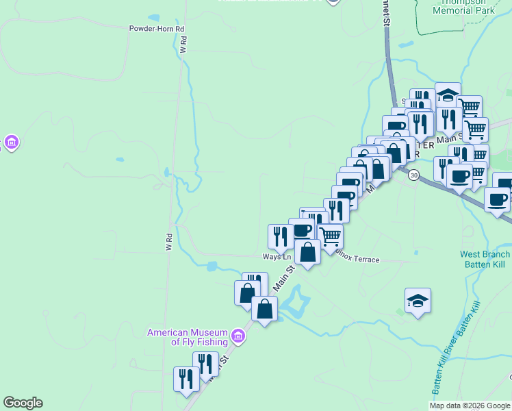 map of restaurants, bars, coffee shops, grocery stores, and more near 445 Canterbury Road in Manchester