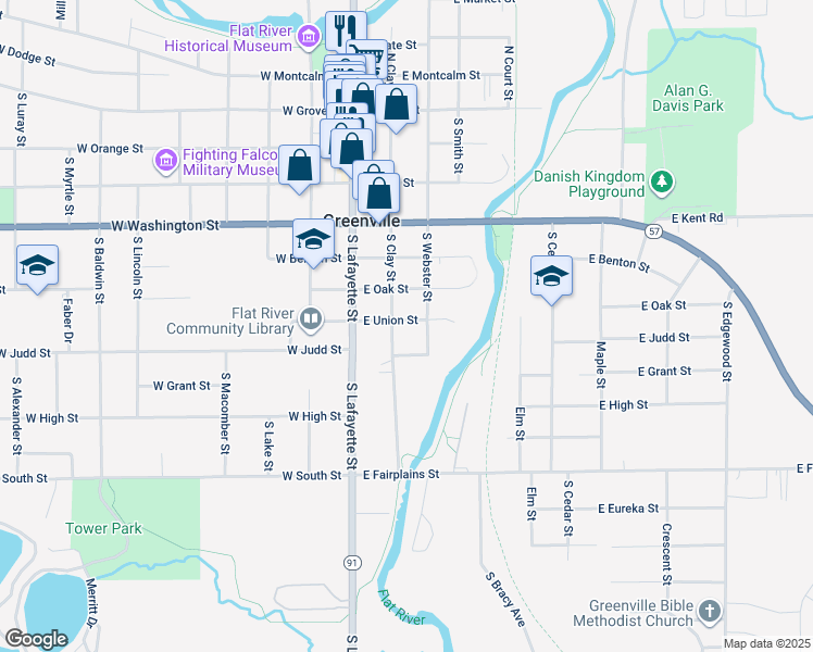 map of restaurants, bars, coffee shops, grocery stores, and more near 209 East Union Street in Greenville