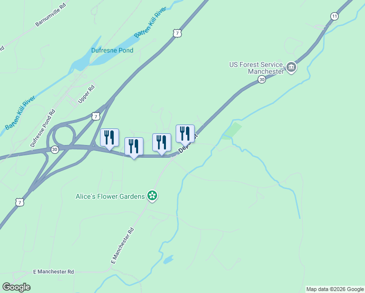 map of restaurants, bars, coffee shops, grocery stores, and more near 1949 Depot Street in Bennington County