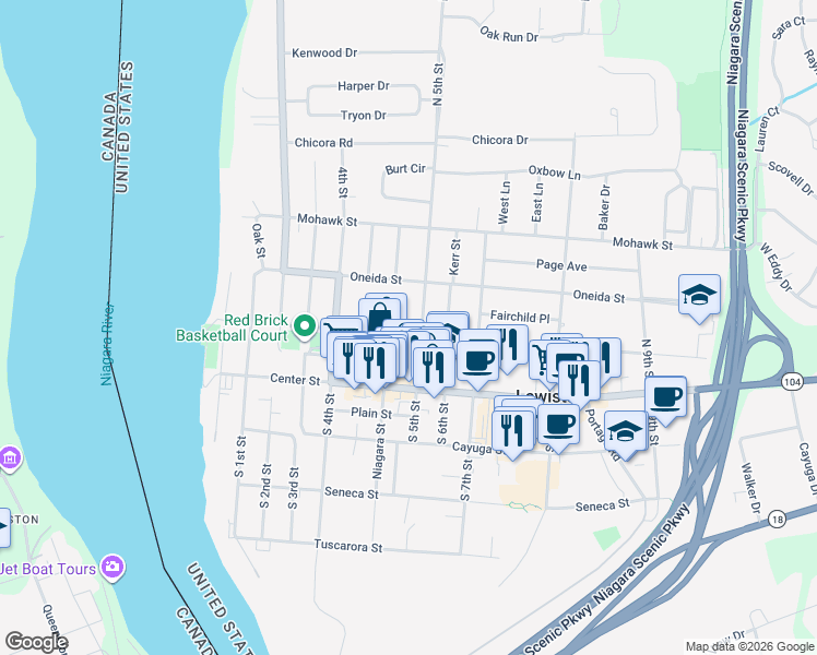 map of restaurants, bars, coffee shops, grocery stores, and more near 205 North 5th Street in Lewiston