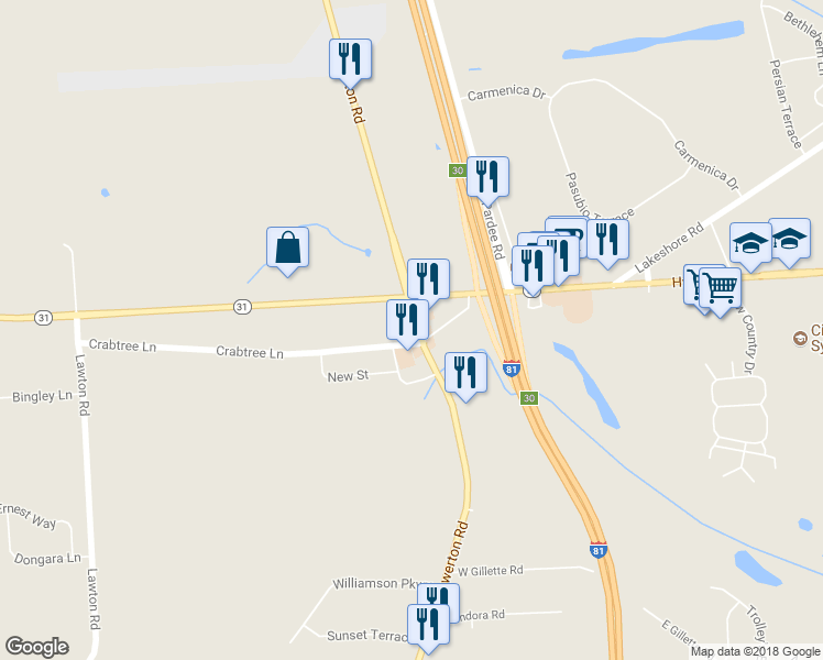 map of restaurants, bars, coffee shops, grocery stores, and more near 8347 U.S. 11 in Cicero