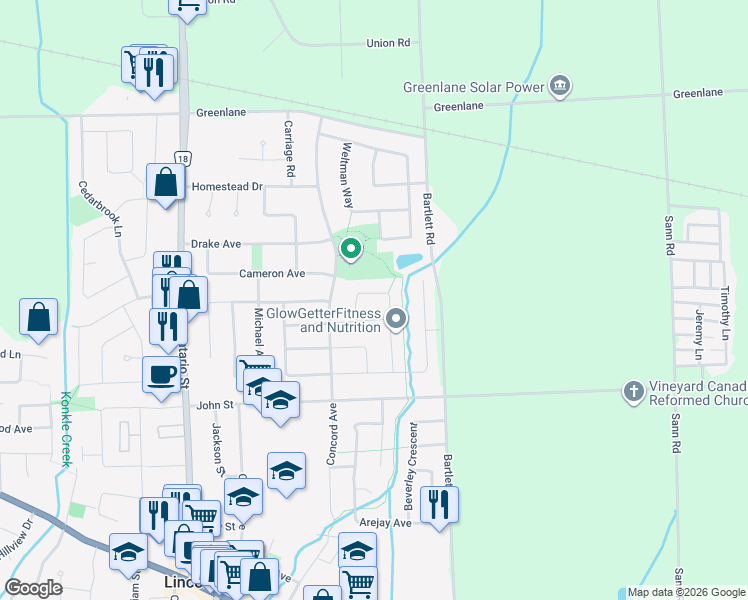 map of restaurants, bars, coffee shops, grocery stores, and more near 4503 Comfort Crescent in Lincoln