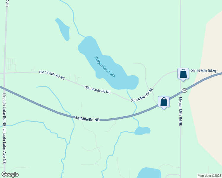 map of restaurants, bars, coffee shops, grocery stores, and more near 13367 Old 14 Mile Road Northeast in Greenville