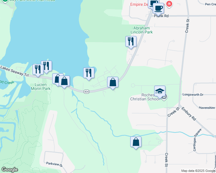 map of restaurants, bars, coffee shops, grocery stores, and more near 100 Starboard Side Lane in Webster