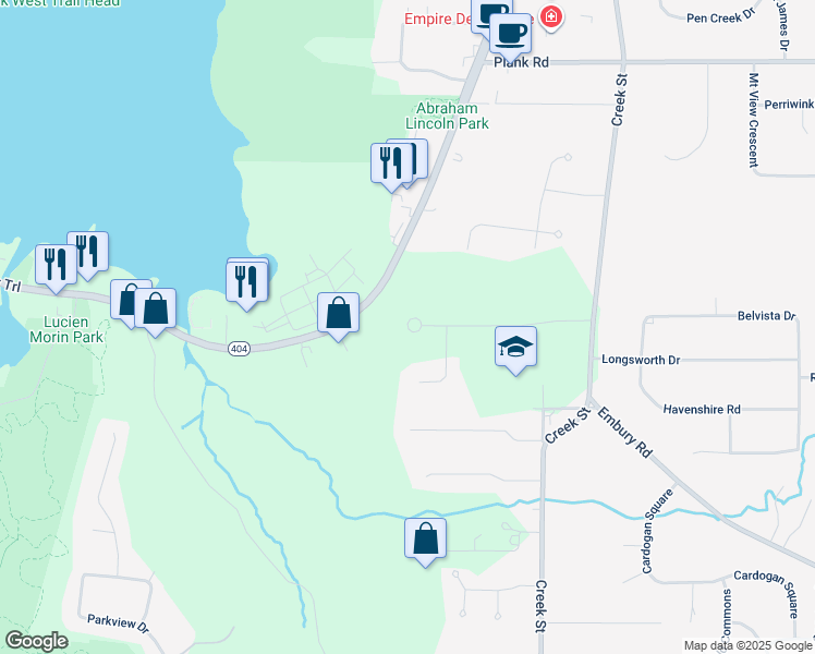 map of restaurants, bars, coffee shops, grocery stores, and more near 353 Manse Lane in Rochester