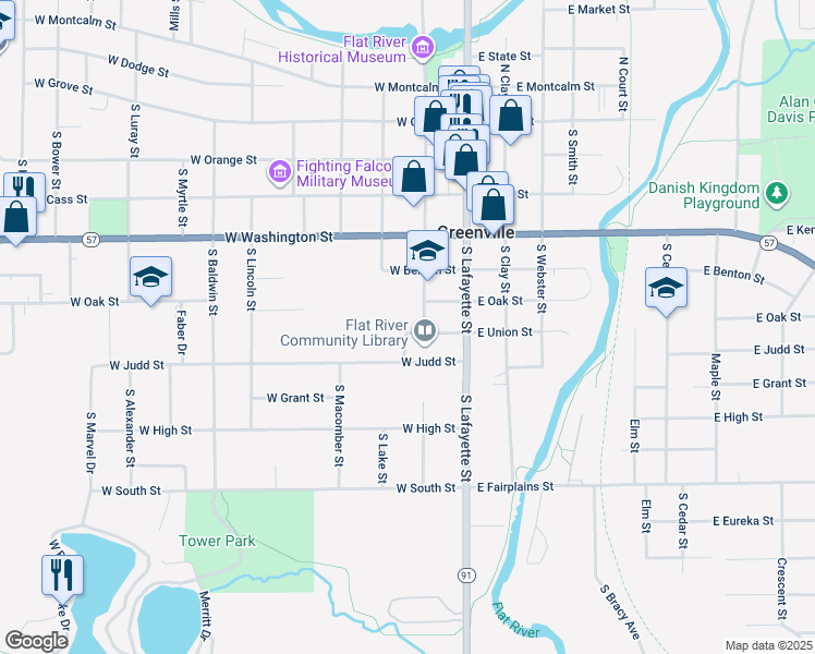 map of restaurants, bars, coffee shops, grocery stores, and more near 211 West Union Street in Greenville