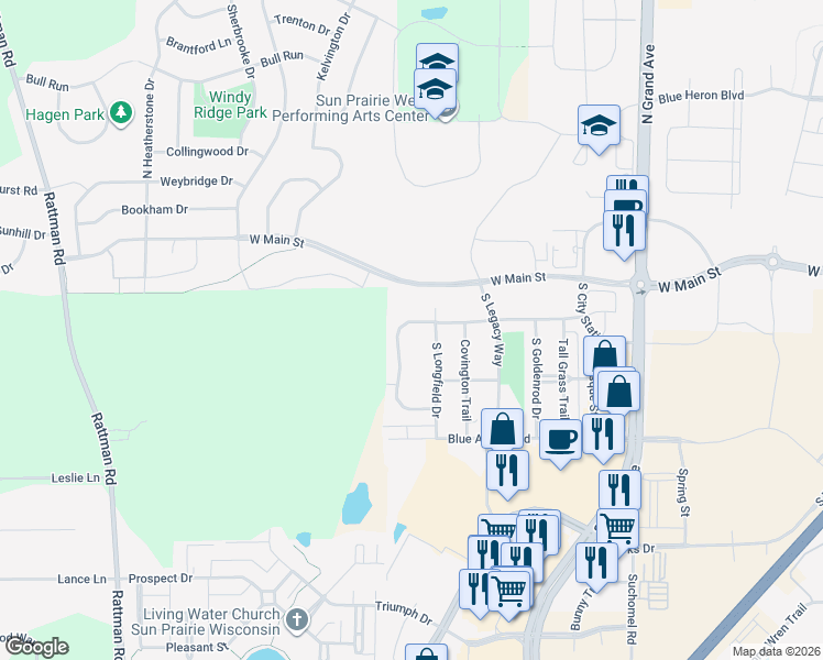 map of restaurants, bars, coffee shops, grocery stores, and more near 263 Hallmark Way in Madison