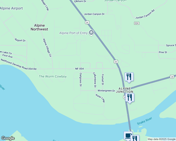 map of restaurants, bars, coffee shops, grocery stores, and more near 216 Columbine Street in Alpine