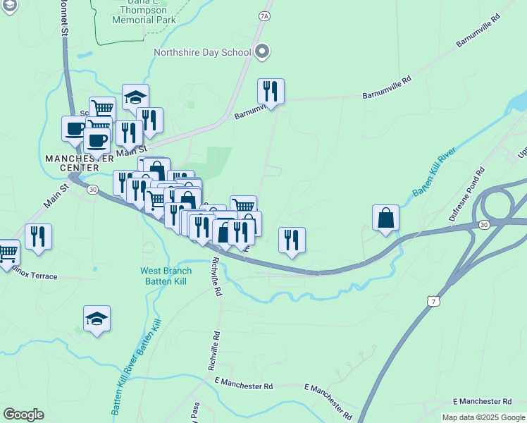 map of restaurants, bars, coffee shops, grocery stores, and more near 50 Murray Hill Woods Road in Bennington County