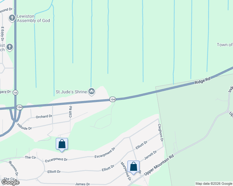map of restaurants, bars, coffee shops, grocery stores, and more near 1035 Ridge Road in Lewiston