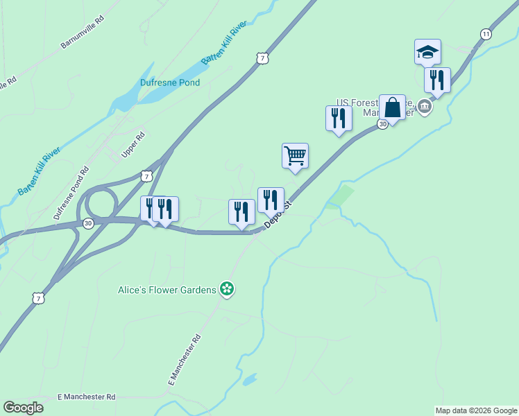 map of restaurants, bars, coffee shops, grocery stores, and more near 1949 Depot Street in Bennington County