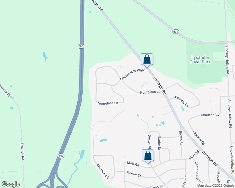 map of restaurants, bars, coffee shops, grocery stores, and more near Giddings Trail in Onondaga County