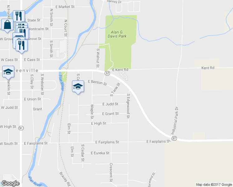 map of restaurants, bars, coffee shops, grocery stores, and more near 908 East Oak Street in Greenville