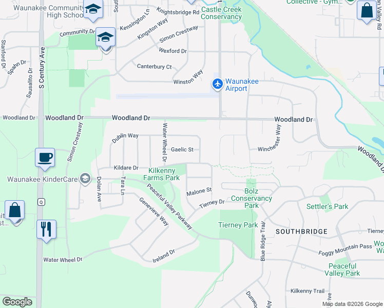 map of restaurants, bars, coffee shops, grocery stores, and more near 1024 Galway Avenue in Waunakee