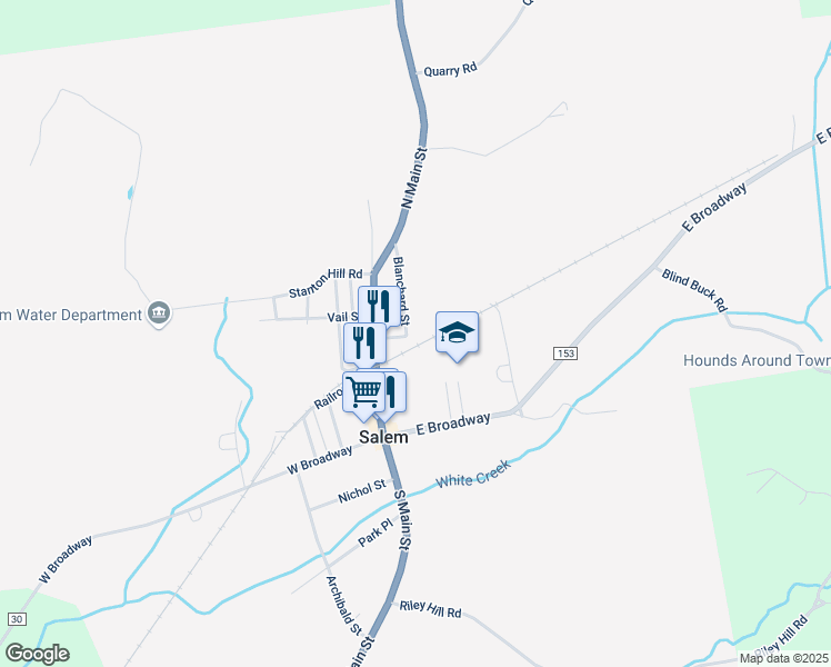 map of restaurants, bars, coffee shops, grocery stores, and more near 8 Blanchard Street in Salem
