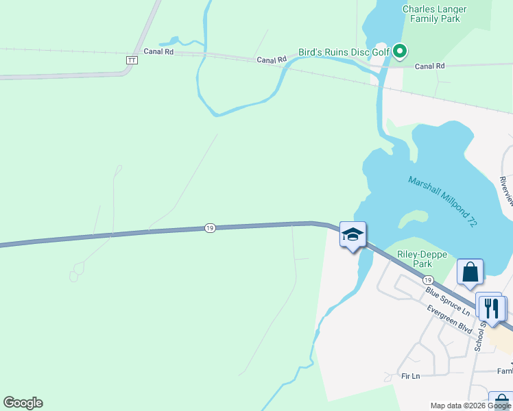 map of restaurants, bars, coffee shops, grocery stores, and more near 1006 Wisconsin 19 in Marshall