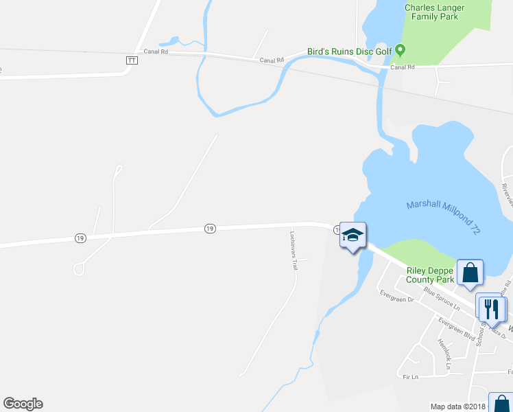 map of restaurants, bars, coffee shops, grocery stores, and more near 1006 Wisconsin 19 in Marshall