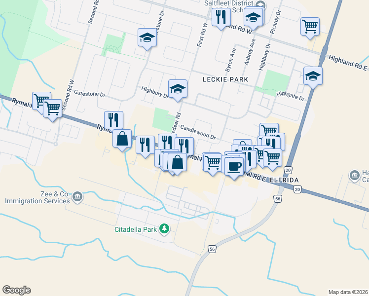 map of restaurants, bars, coffee shops, grocery stores, and more near 229 Candlewood Drive in Hamilton