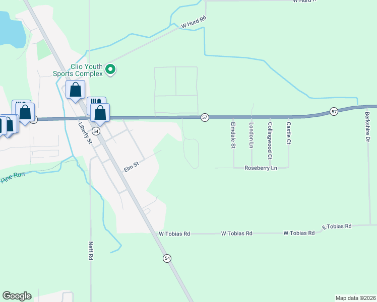 map of restaurants, bars, coffee shops, grocery stores, and more near 11469 Windmill Pointe in Clio