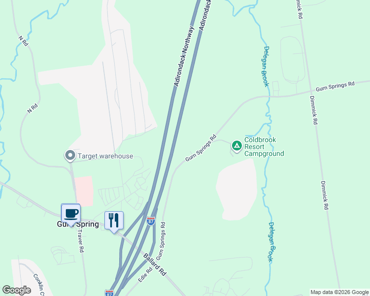map of restaurants, bars, coffee shops, grocery stores, and more near 388 Gurn Springs Road in Gansevoort