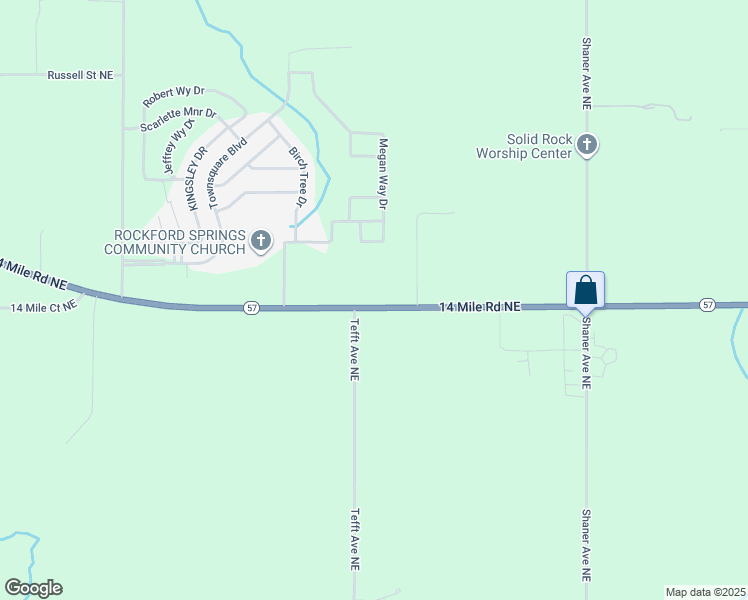 map of restaurants, bars, coffee shops, grocery stores, and more near 5995 14 Mile Road Northeast in Rockford